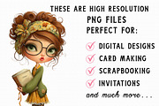 Retro Girls Clipart, an Illustration by Libby Wishes (Thumbnail 7 of 7)