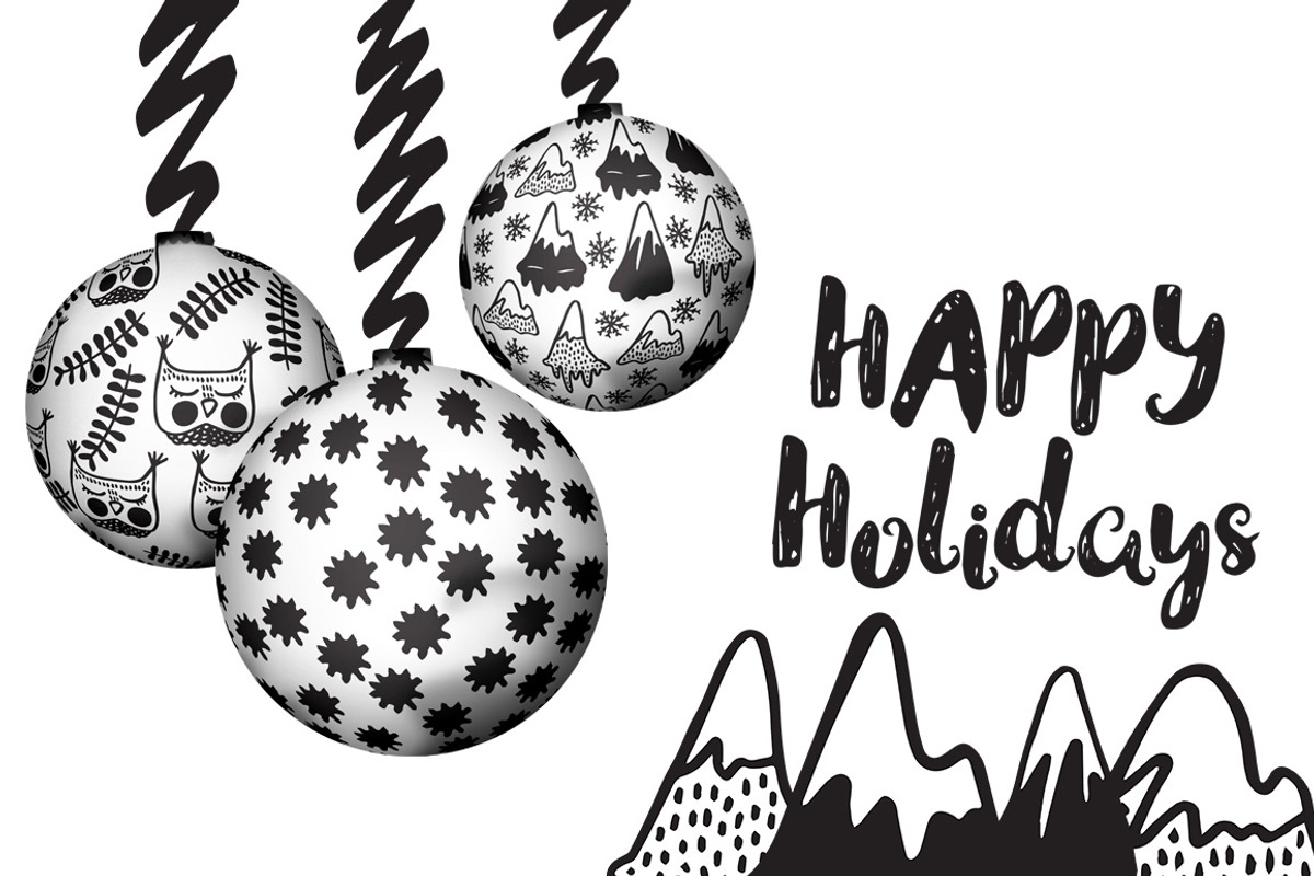 Black&White winter- hand drawn set, an Animal Illustration by Kseniya_design (Photo 6 of 6)