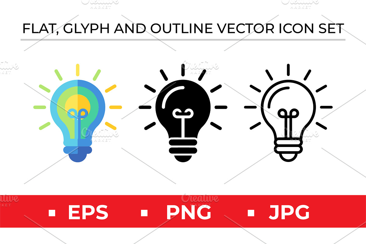 Creative Idea Lightbulb Vector Icons, an Outline Icon by Artonix (Photo 1 of 2)