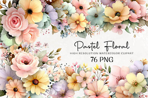Watercolor Pastel Floral Clipart, an Illustration by DreamCafeArt