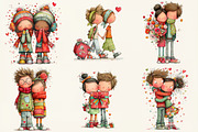 Watercolor Valentine Couple Clipart, an Illustration by DreamCafeArt (Thumbnail 2 of 6)