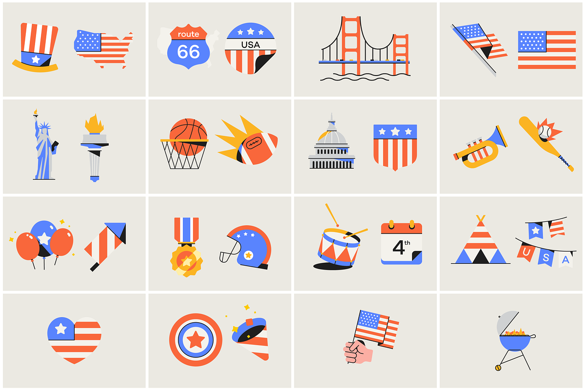 Independence Day Illustrated Icons, an Object Illustration by magictragic (Photo 2 of 2)