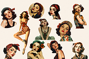 POSING PIN UP GIRLS CLIPART PACK, a Person Illustration by Daring Digies (Thumbnail 3 of 8)