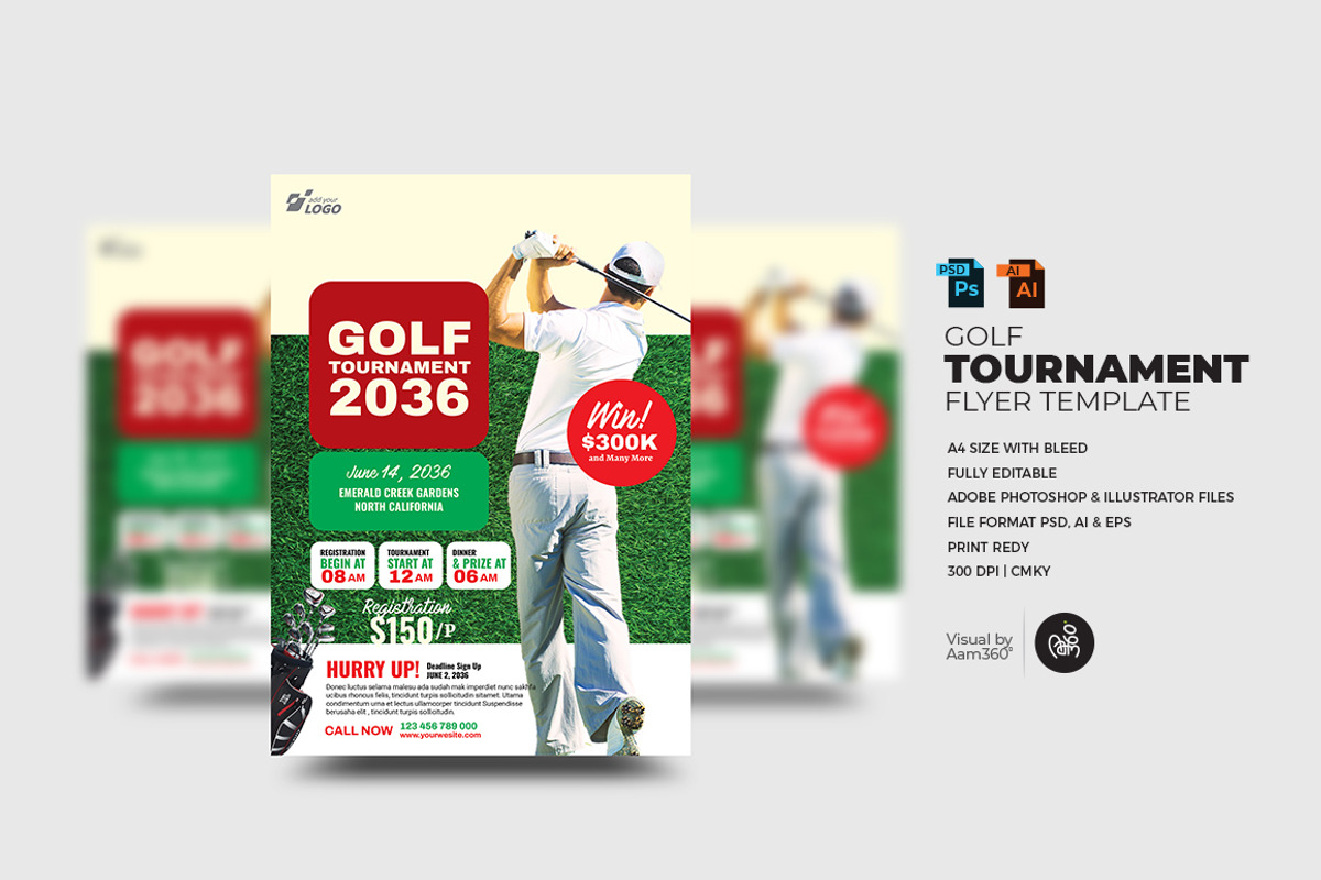 Golf Tournament Flyer Template, a Flyer Template by Aam360 (Photo 1 of 3)