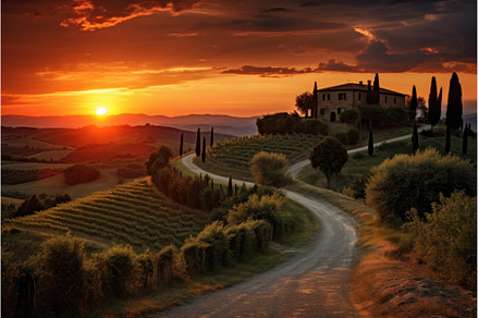 Radiant Sunset scenery. Generate Ai, a Nature Photo by Ylivdesign