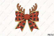 Crochet Reindeer Bow Christmas Bow, an Illustration by CraftArtStudio (Thumbnail 1 of 4)