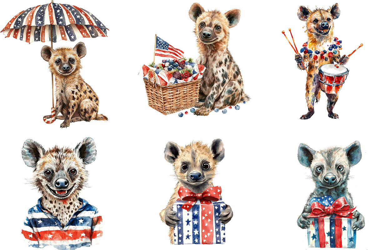 4th of July Hyena Sublimation, an Illustration by Designking (Photo 3 of 5)