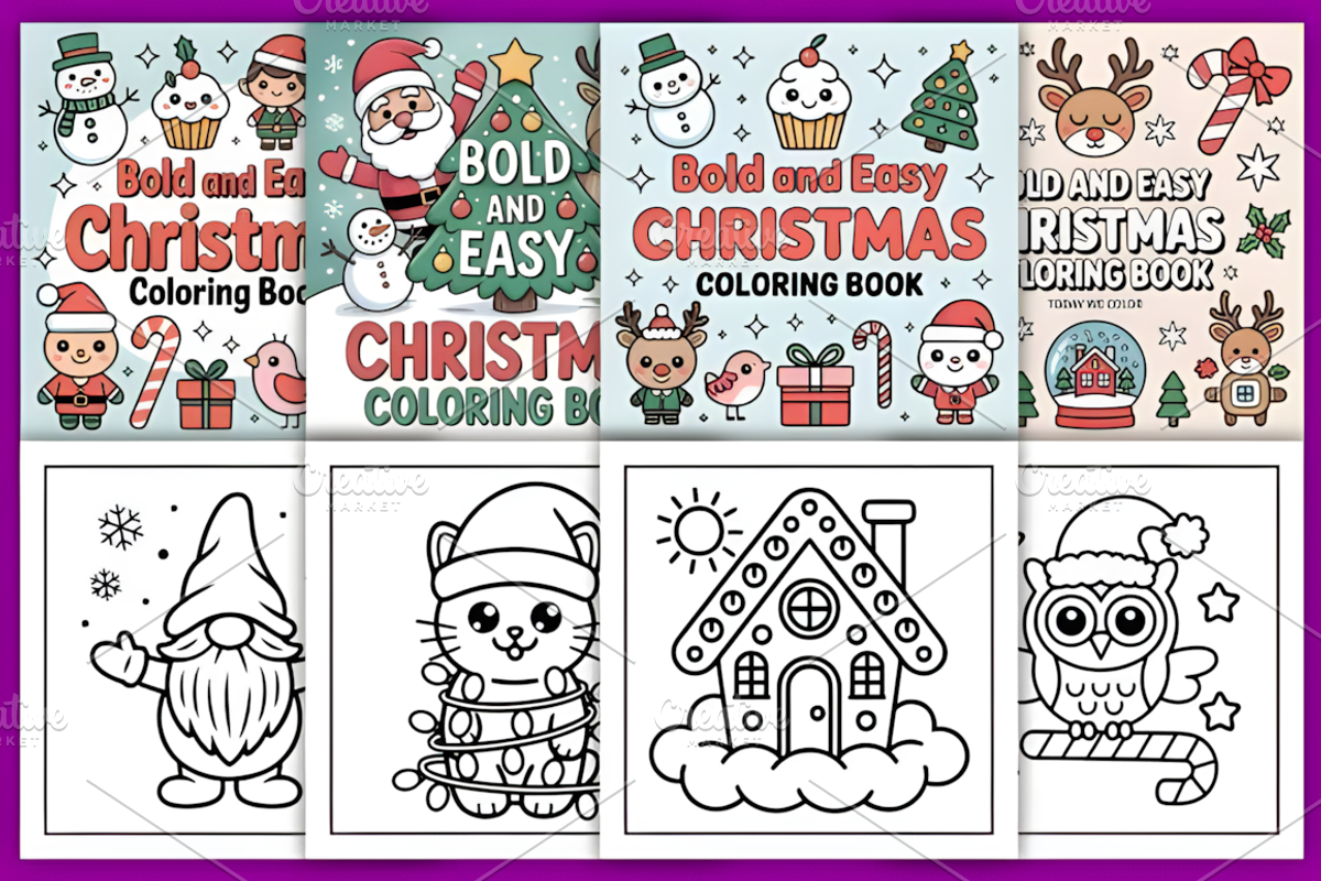 Bold & Easy Christmas Coloring Pages, a Seasonal Illustration by Design Station (Photo 4 of 4)
