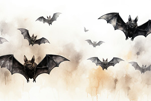 Bats On Light Background Like Waterc