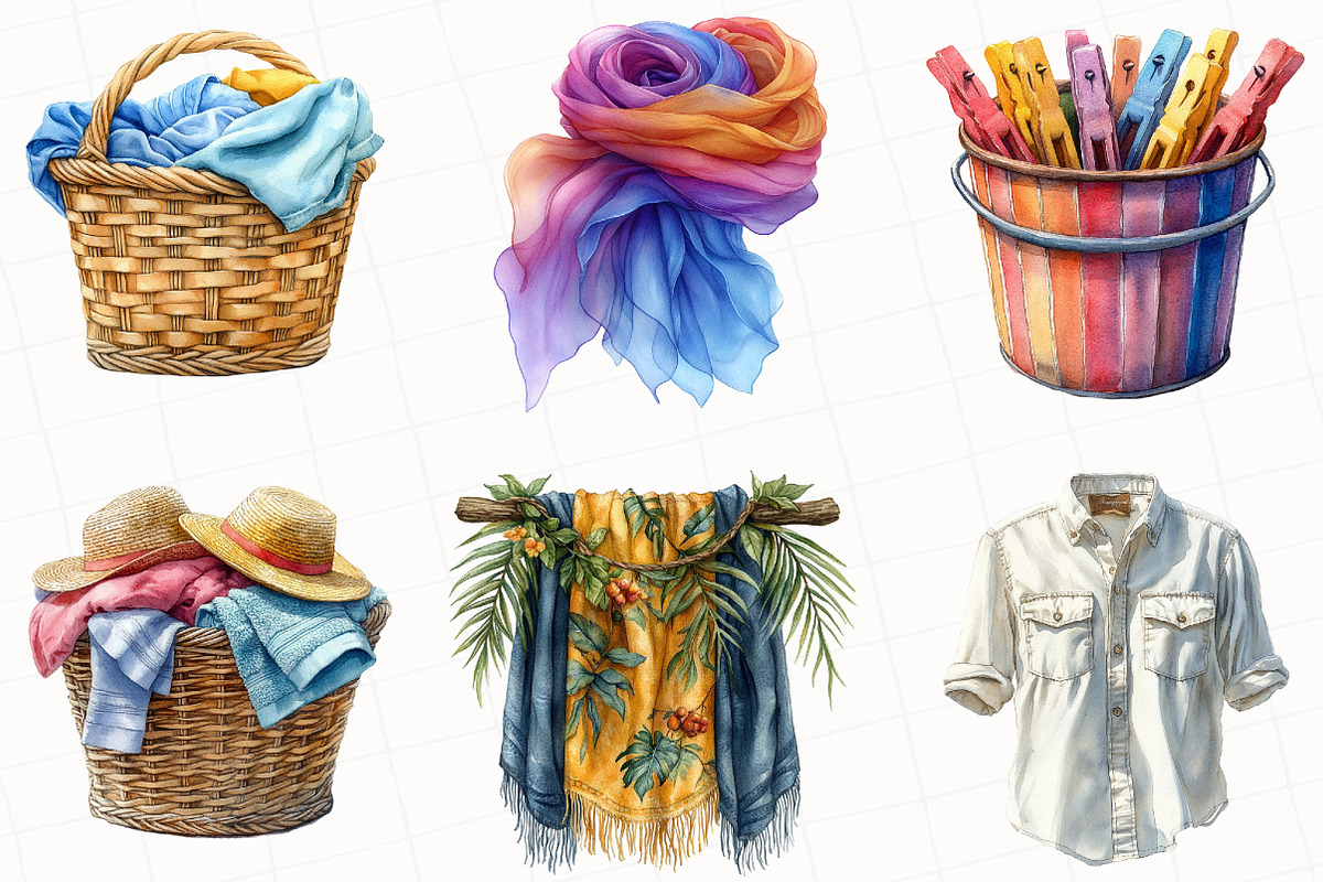 Summer Laundry Day Clipart, an Illustration by OK Design (Photo 5 of 5)
