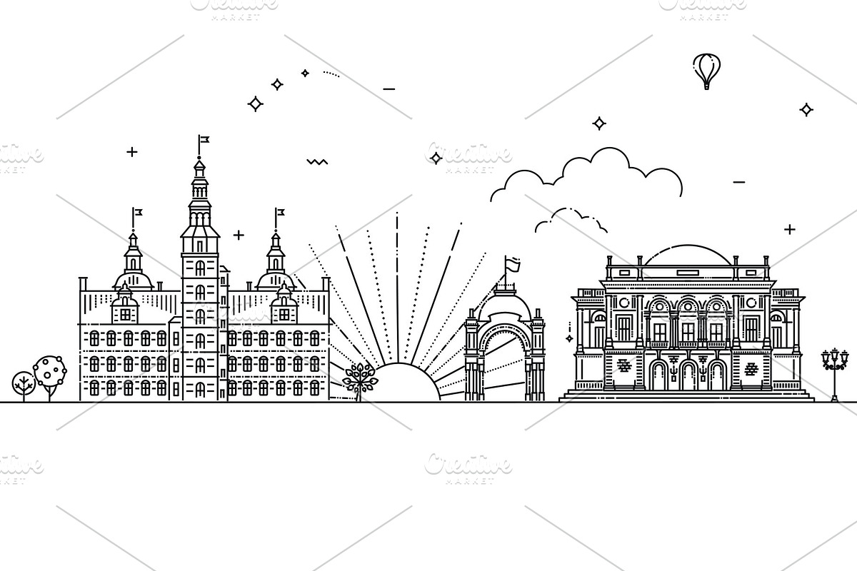 Copenhagen, Denmark Architecture, an Outline Icon by Tettygreen (Photo 2 of 2)