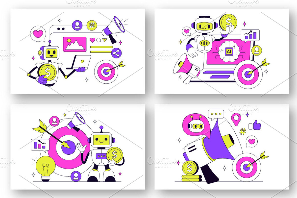 10 AI Marketing Vector Illustration, a Technology Illustration by denayunebgt (Photo 3 of 4)