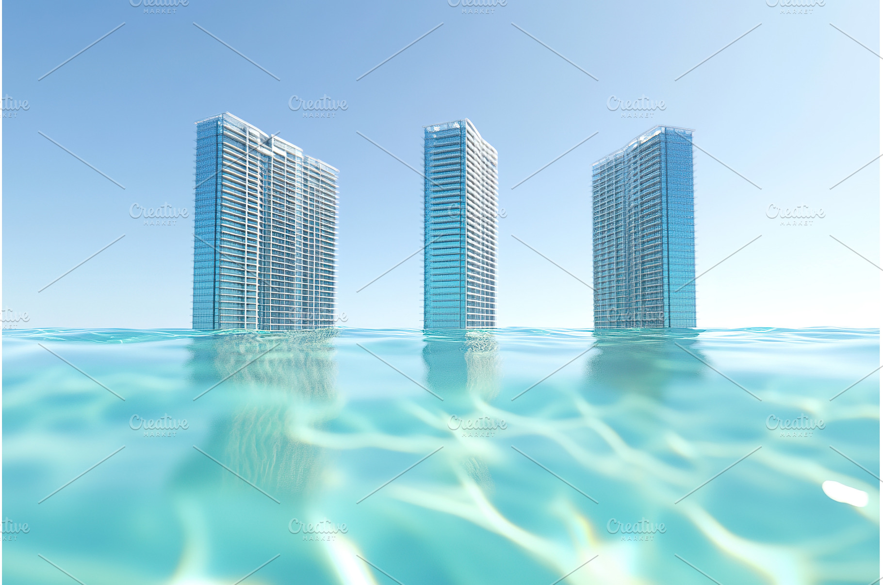 Skyscrapers rise from clear, an Architecture Photo by Lermont51