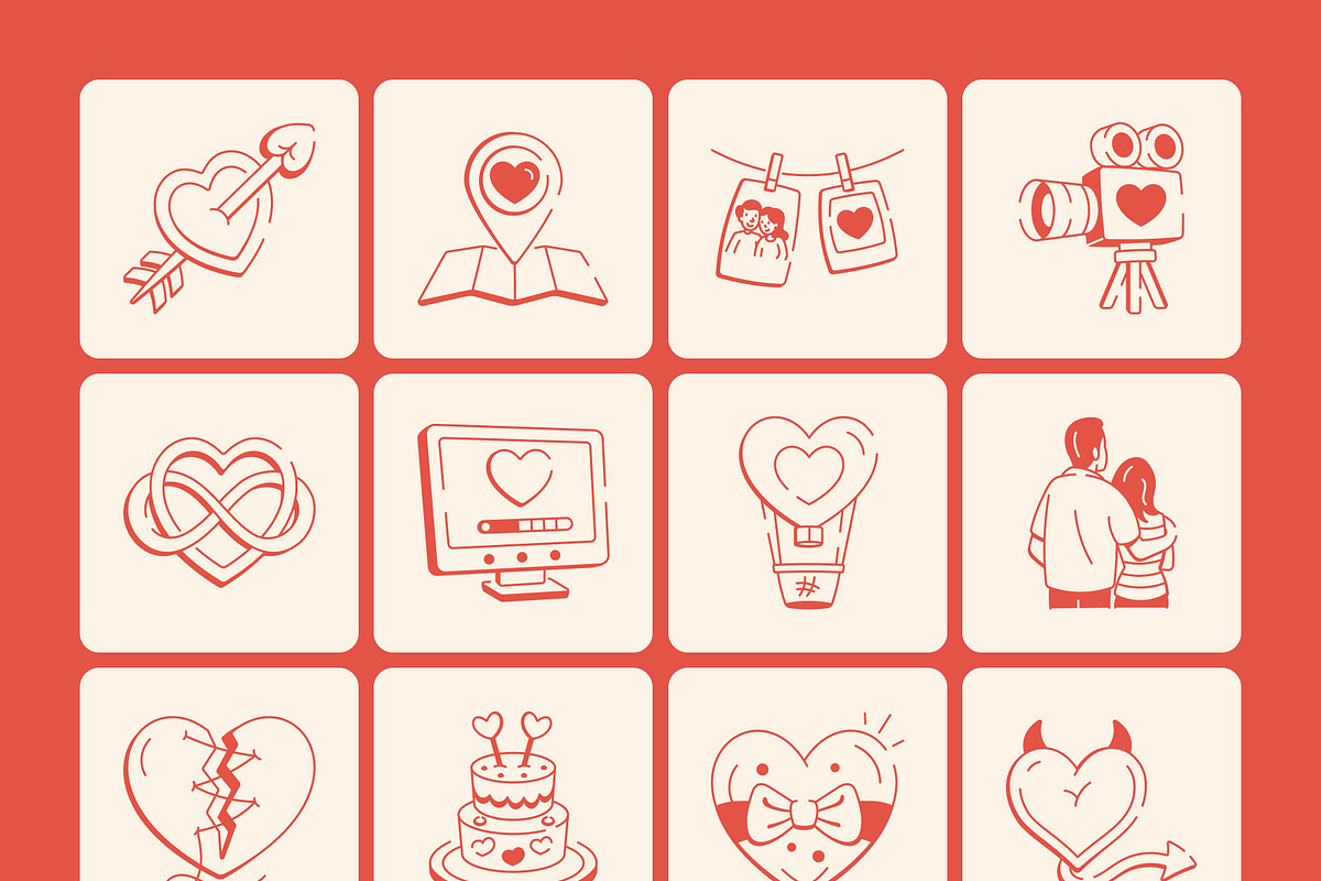 Love Doodles Set, an Outline Icon by Vectors Market (Photo 9 of 9)