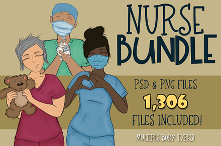 Nurse Builder Bundle| 1306 PNG files