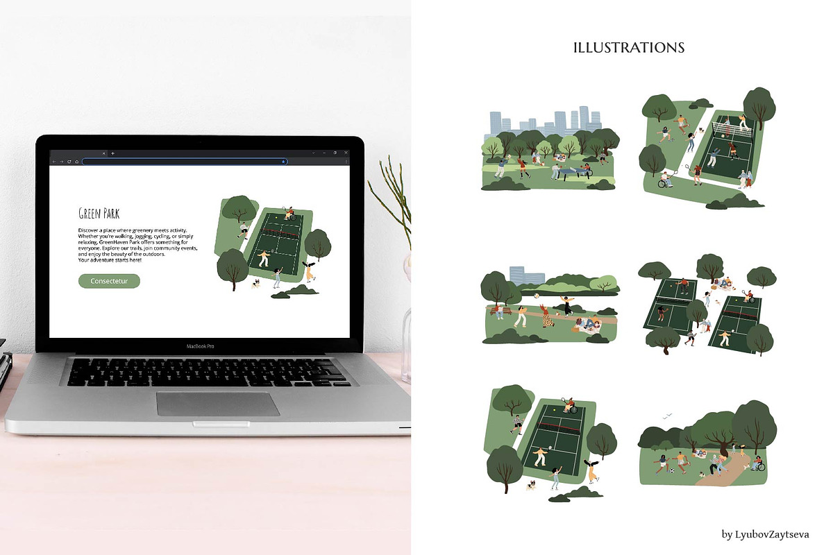 Sports in Park, People Illustration, a Sport Illustration by LyubovZaytseva (Photo 15 of 20)