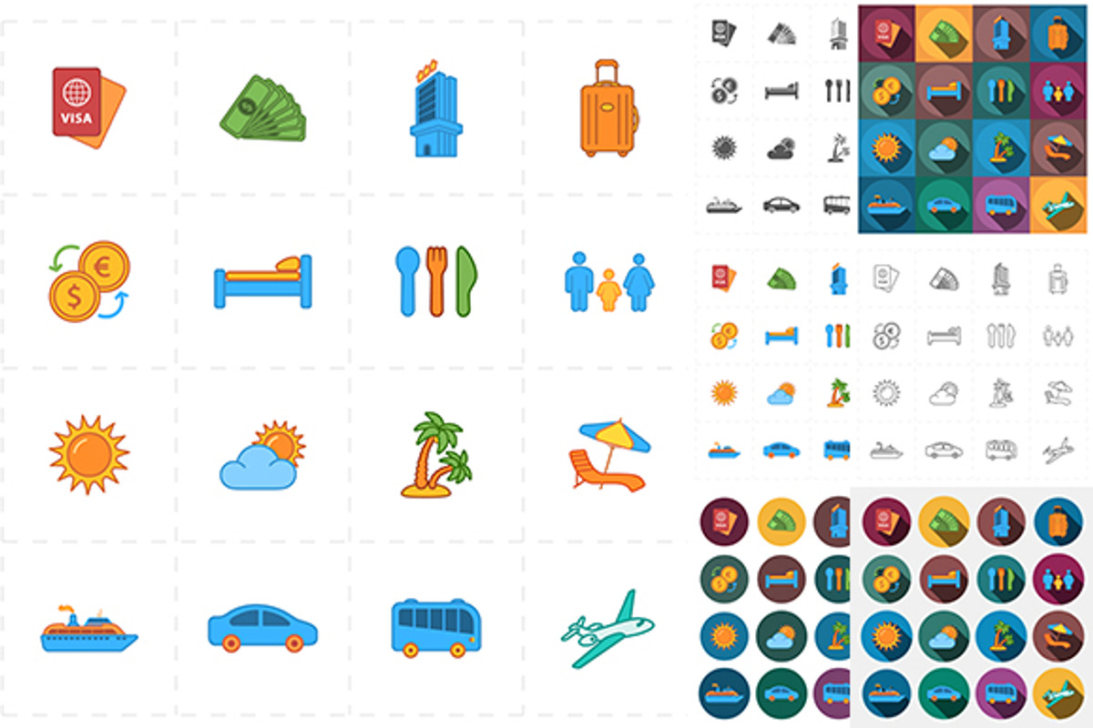 16 flat travel company icons, an Icon by Anton