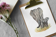 Watercolor Mother & Baby Elephants, an Animal Illustration by Tati Bordiu (Thumbnail 4 of 5)