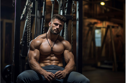 Strong Man muscle gym. Generate Ai, a Sports & Recreation Photo by Ylivdesign