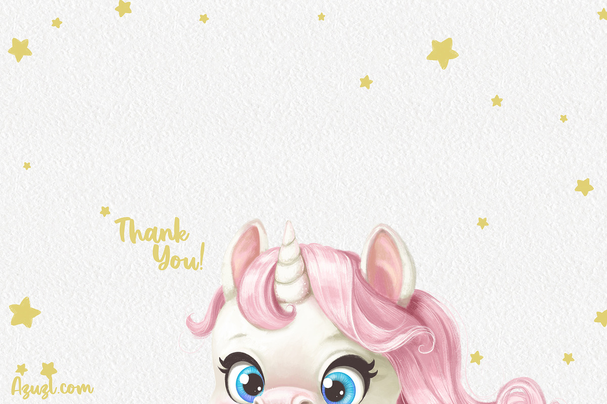 Cute cartoon baby Unicorn, an Animal Illustration by Azuzlikus (Photo 3 of 3)