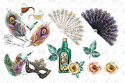 Art Deco Watercolor Clipart, a Decorative Illustration by Phantasia Design (Thumbnail 4 of 6)
