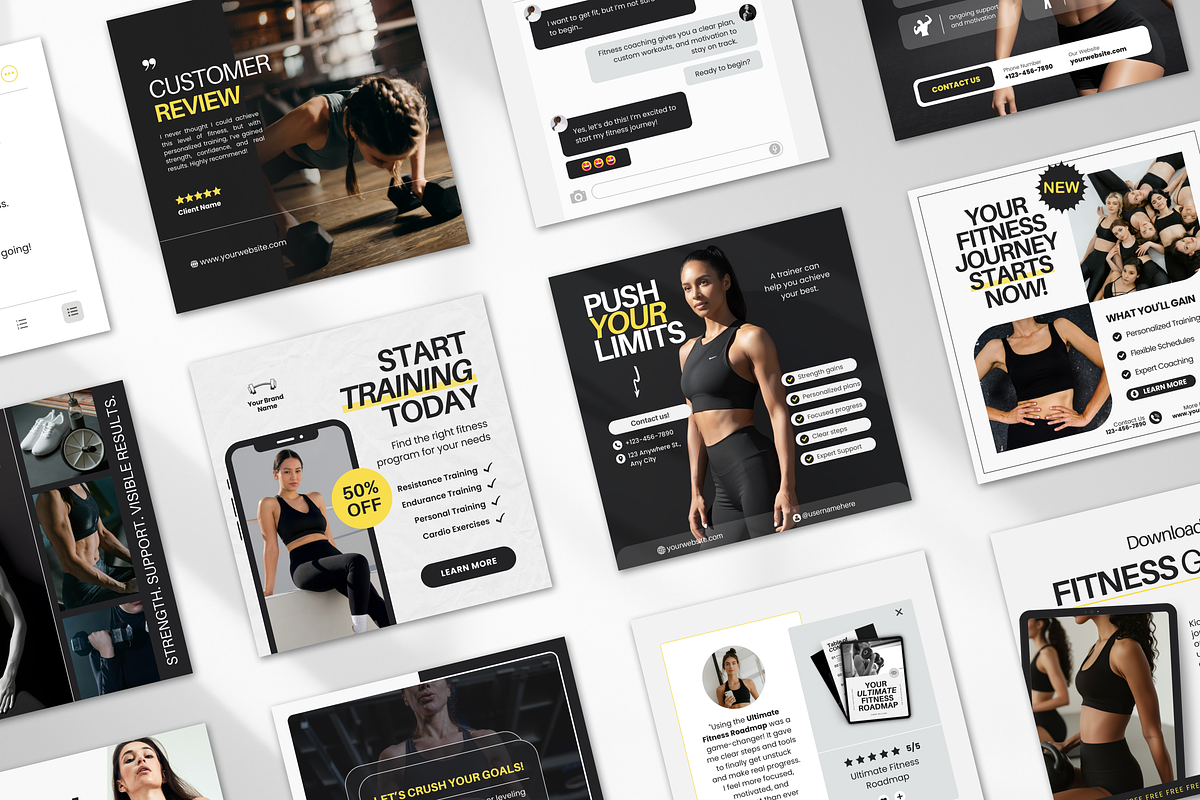 Fitness Static Ad Templates Canva, a Social Media Template by DigiPax (Photo 3 of 11)