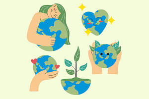 Green Earth Day Illustration, a Seasonal Illustration by graphicook