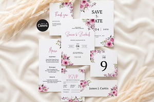 Pink Floral Wedding Suite, an Invitation Template by Arslan