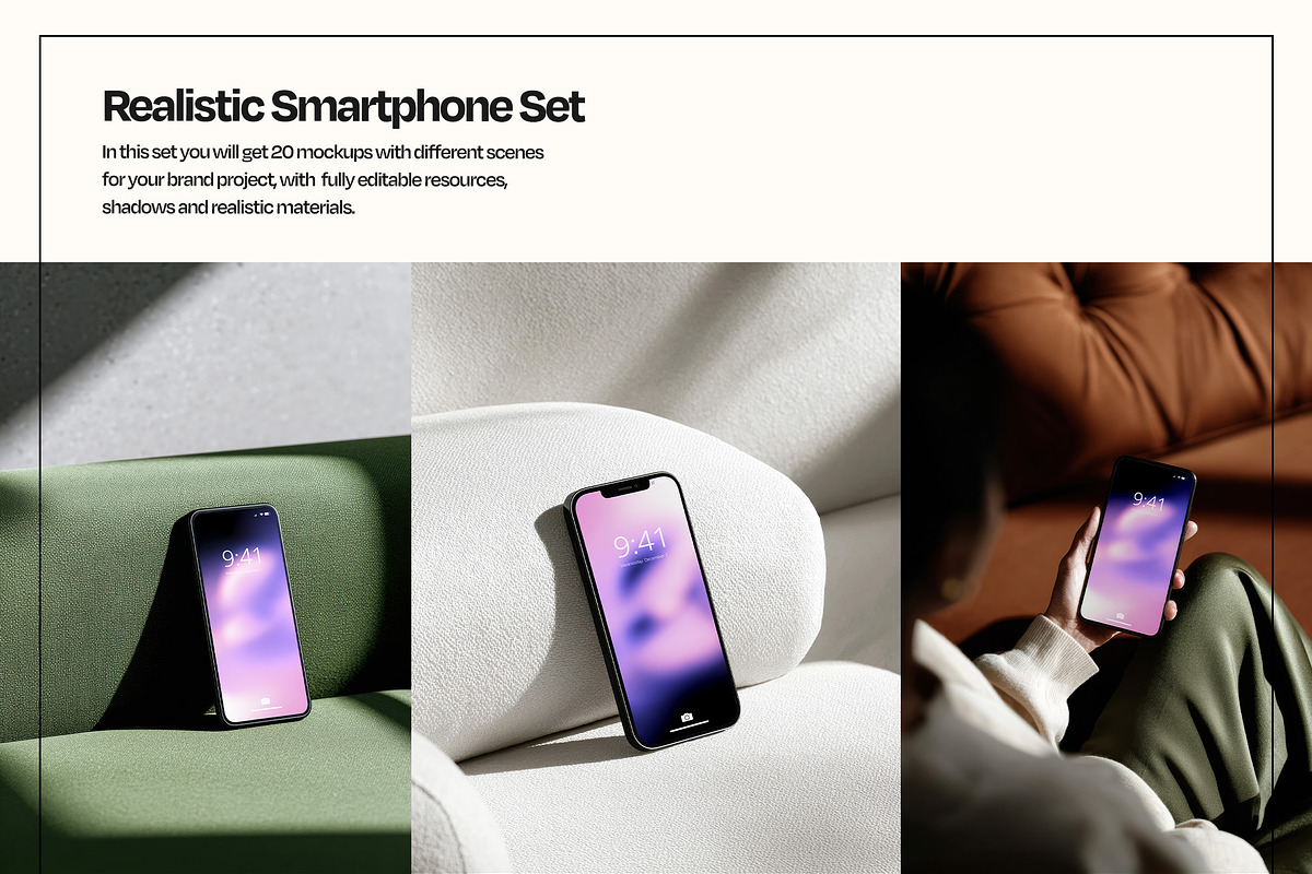 Realistic Smartphone Mockup Set, an iPhone Mockup by Mego-studio (Photo 3 of 10)