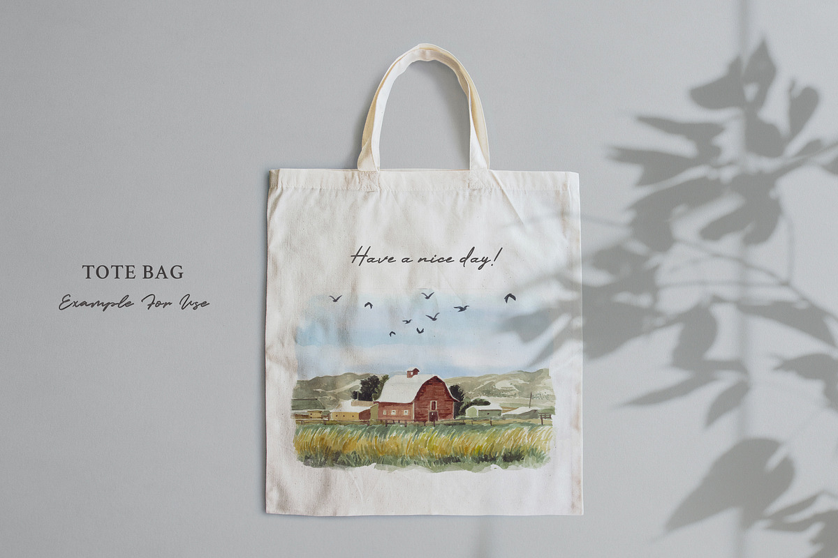 Watercolor Barn & Landscapes, an Object Illustration by Yorda Studio (Photo 9 of 10)