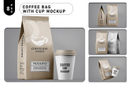 Coffee Bag with Cup Mockup Set, a Packaging Mockup by pixelmock (Thumbnail 1 of 15)