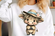 Watercolor Summer Highland Cow Png, an Illustration by SinaCreation (Thumbnail 7 of 8)
