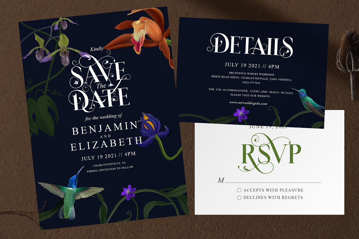 Dark Wedding Invitation Templates, an Invitation Template by vatesdesign (Photo 1 of 5)