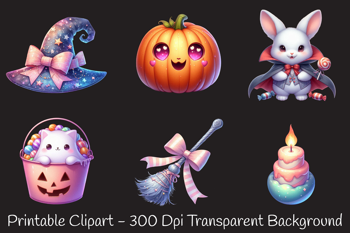 Cute Pastel Spooky Halloween Clipart, an Illustration by RobertsArt (Photo 2 of 7)