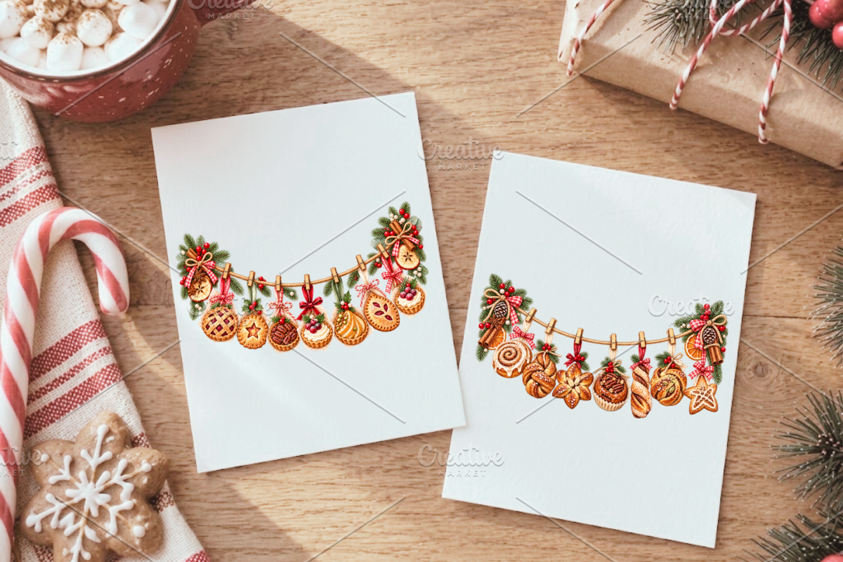Christmas Bakery Clothesline Clipart, a Seasonal Illustration by Ink Gallery (Photo 6 of 11)