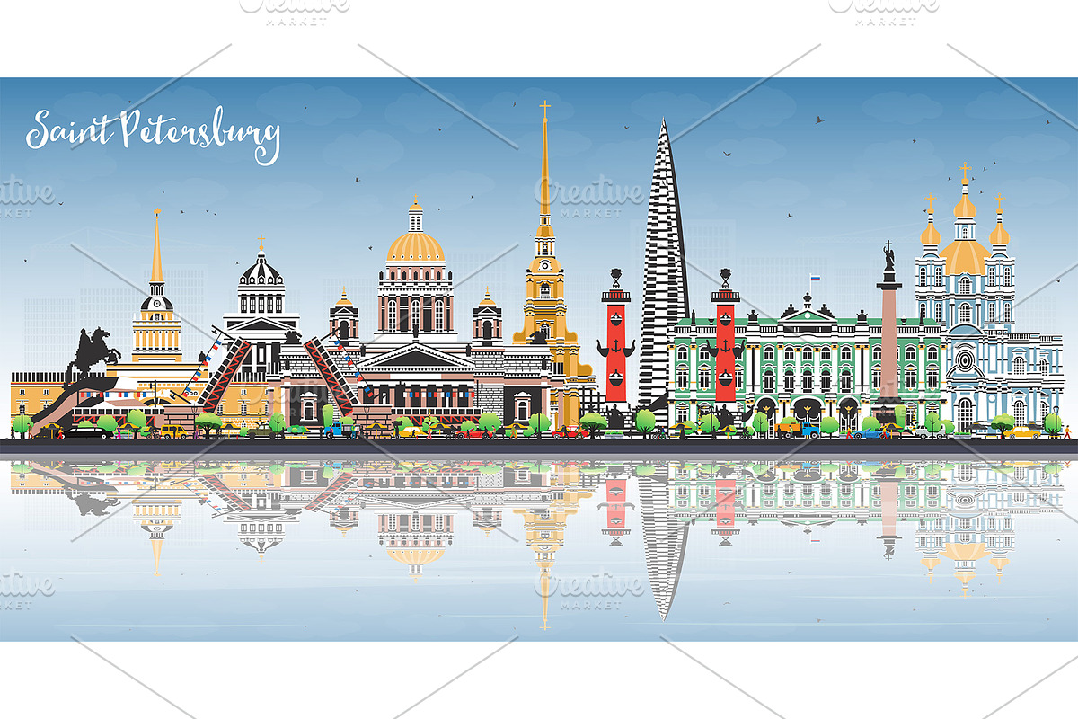 Saint Petersburg Russia city skyline, an Illustration by Booblgum (Photo 1 of 3)