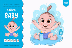 Cute little baby. Tshirt, PNG., a Person Illustration by KENO Mascots