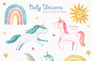 Baby Unicorns Watercolor Set, an Animal Illustration by LeMagiqueBoutique (Thumbnail 2 of 5)