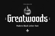 Greatwoods, a Blackletter Font by Typia Nesia (Thumbnail 1 of 9)