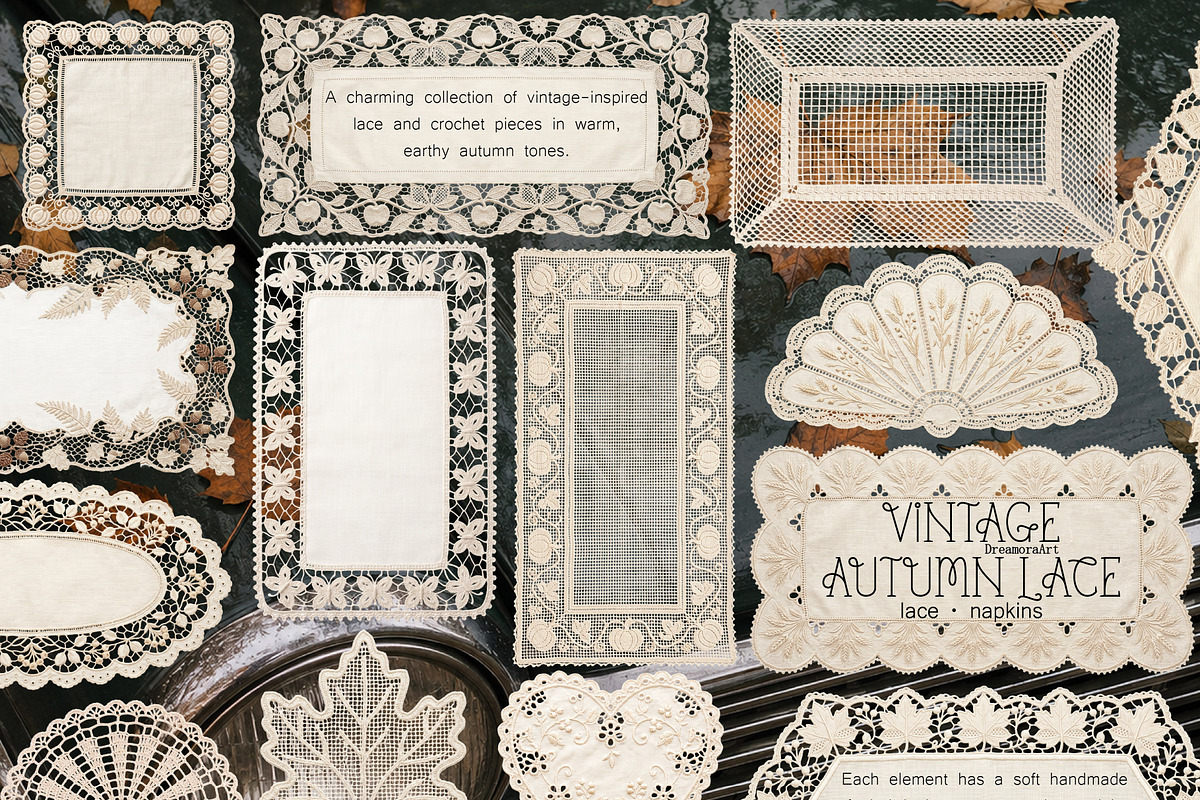 Vintage Autumn Lace Collection PNG, an Object Graphic by DreamoraArt (Photo 2 of 8)