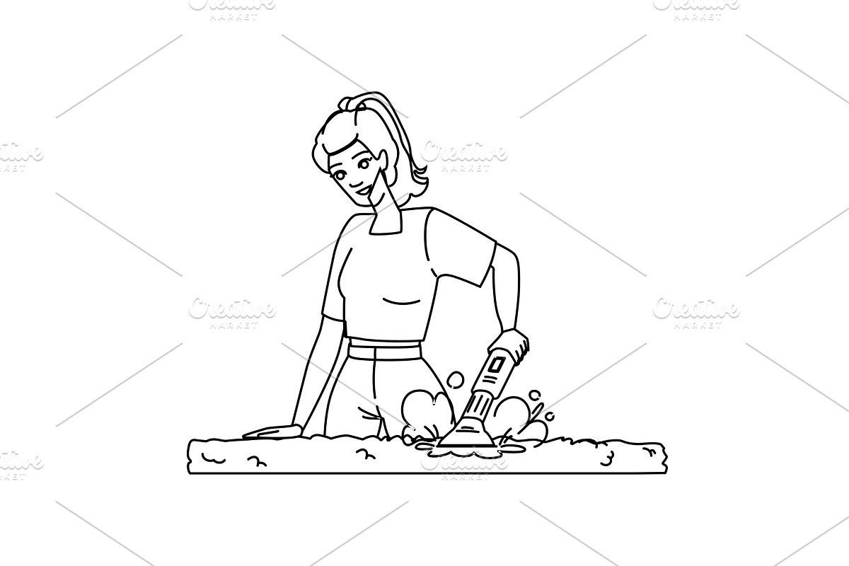 service steam cleaning vector, a Person Illustration by pikepicture