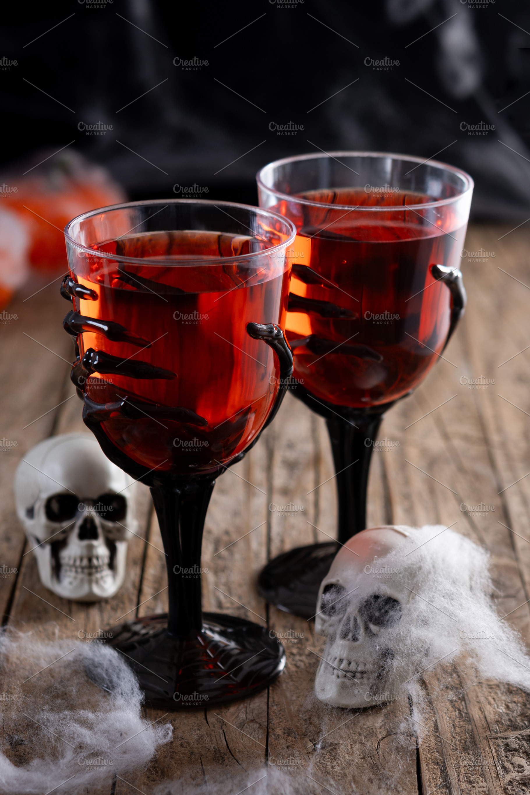 Halloween spooky red cocktail in skeleton hand glass, a Food & Drink Photo by etorres69