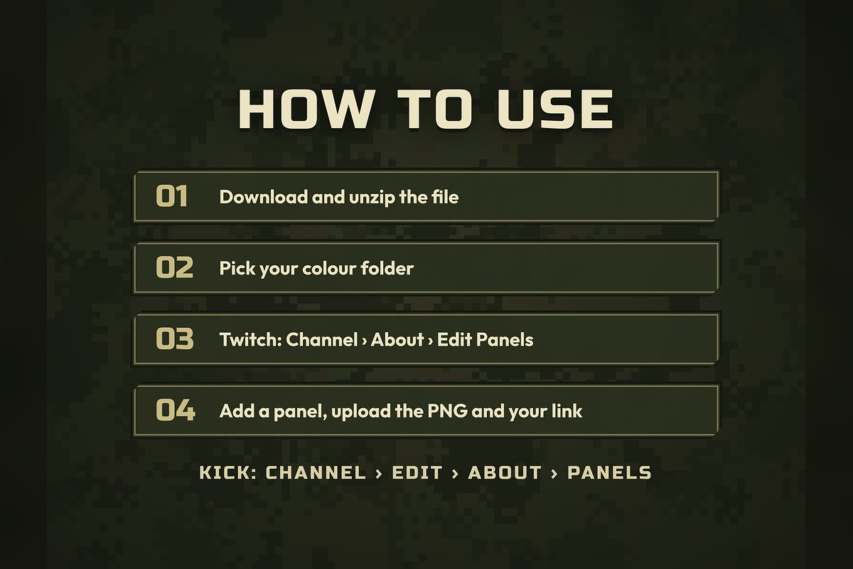 Camo Twitch & Kick Panels, an Object Graphic by Gear Store (Photo 7 of 11)