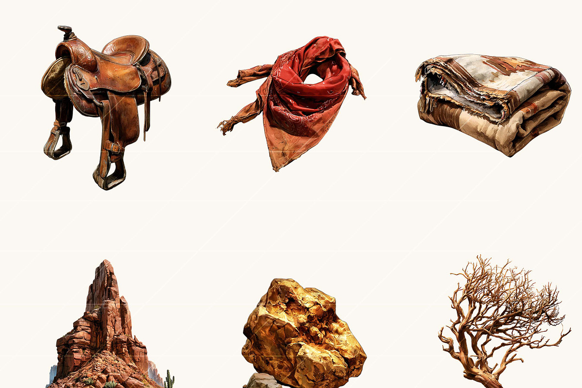 Watercolor Western Clipart Bundle, an Object Illustration by BusyDaydesign (Photo 4 of 9)