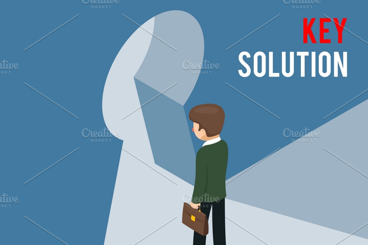 Key solution concept, a Person Illustration by Microvector