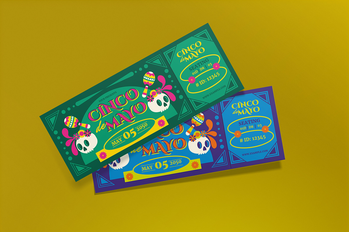 Art Deco Cinco De Mayo Ticket, a Card Template by graphicook (Photo 2 of 3)