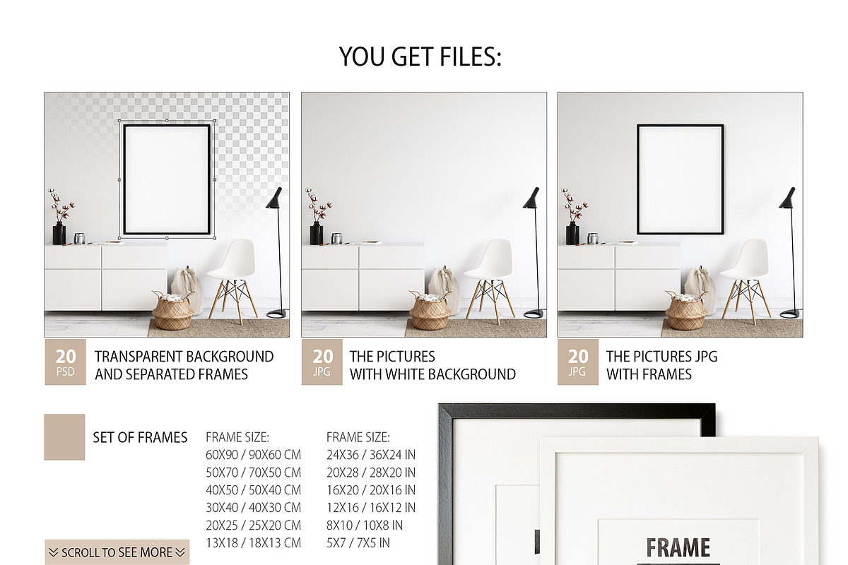 Frames & Walls Scandinavian Bundle-4, a Household Mockup by Yuri-U (Photo 3 of 38)