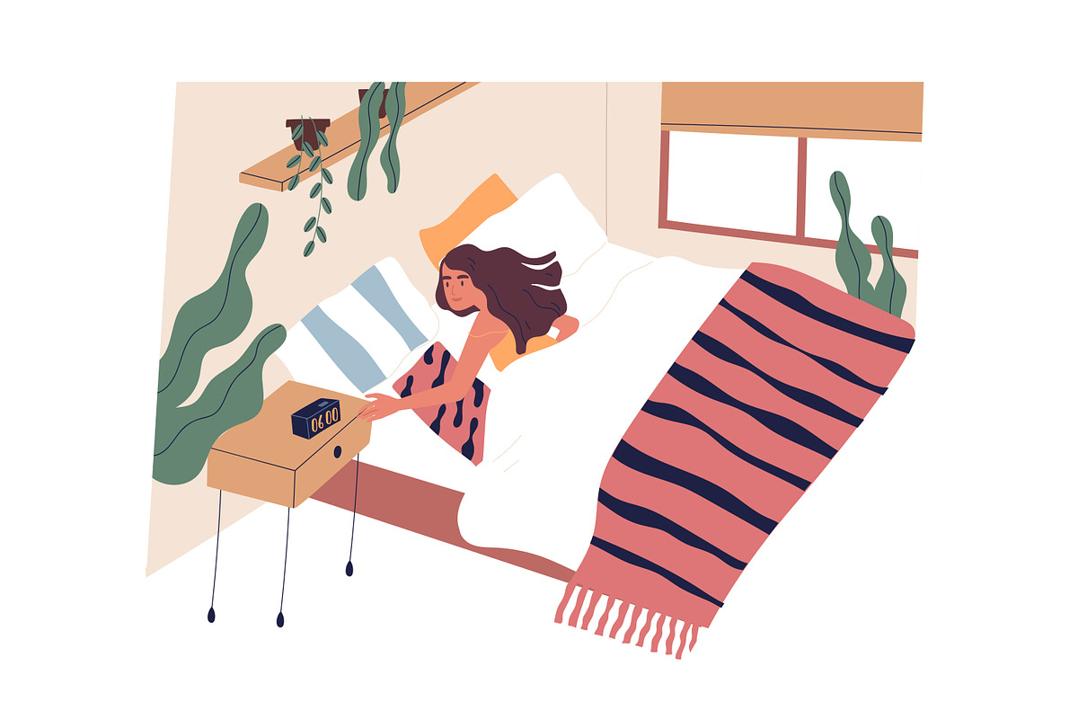 People sleeping and wake up in bed, a Person Illustration by Good Studio (Photo 2 of 3)