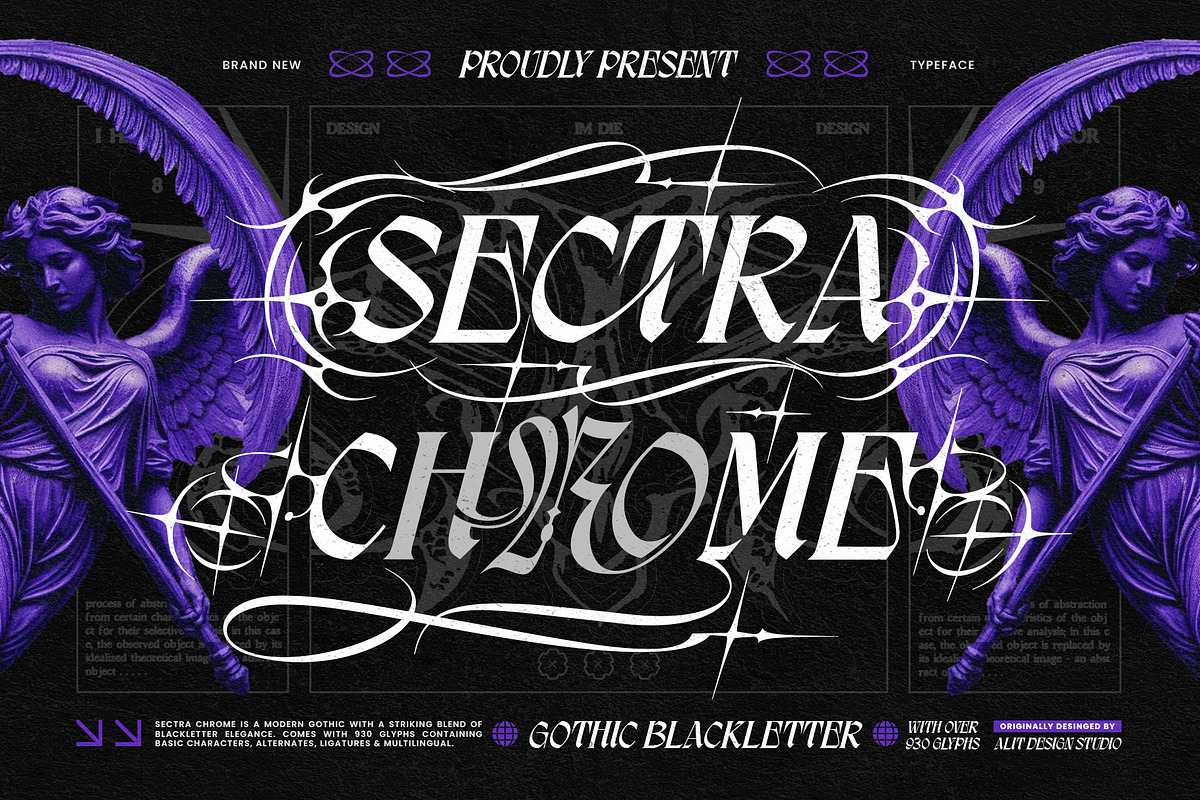 Sectra Chrome Typeface, a Blackletter Font by alit design (Photo 1 of 17)