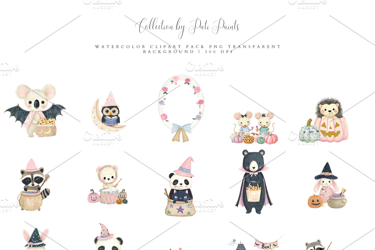 Watercolor Halloween Animal Clipart, an Illustration by Pati Paints (Photo 2 of 8)